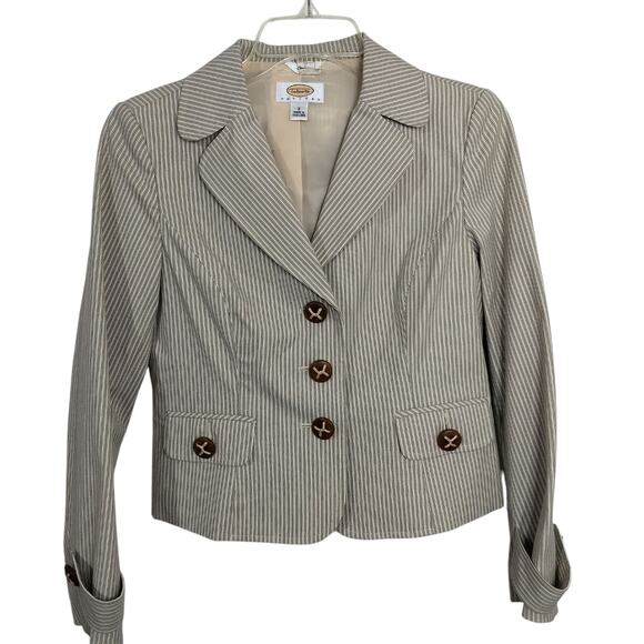 4106) Vintage Talbots Petite Stripes Stretch Button Front Lined  Blazer Size 2 P - Picture 1 of 9